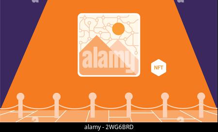 Digitale Kunst NFT in Kunstgalerie-Illustration gezeigt Stock Vektor