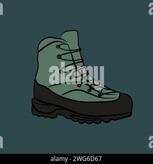 Vektor-isolierte Illustration eines Bergsteigerschuhs. Schuhe zum Wandern in den Bergen. Ausrüstung für Bergsteigen und Bergtourismus. Stock Vektor
