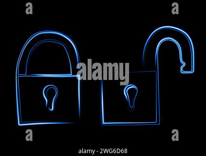 Vektordarstellung von geschlossenen und offenen Schlössern. Stock Vektor