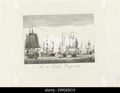 Ende der Seeschlacht bei Doggersbank, 1781, Antonio Suntach, 1782–1790 Drucken Ende der Seeschlacht bei Doggersbank am 5. August 1781 zwischen der niederländischen Flotte unter Schout-by-Night Johan Zoutman und der englischen Flotte unter Vizeadmiral Hyde Parker. Am Rand der Titel auf Französisch. Teil einer Serie von vier Alben aus Zeurgen im Jahr 1781. Rotterdam Papierätzung / Gravur Schlacht (+ Marinestreitkräfte) Nordsee. Doggersbank Stockfoto