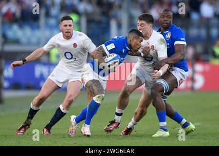 Rom, Italien. Februar 2024. Montanna Ioane von Italien während des Six Nations Rugby-Spiels zwischen Italien und England im Stadio Olimpico in Rom am 3. Februar 2024. Foto Antonietta Baldassarre/Insidefoto Credit: Insidefoto di andrea staccioli/Alamy Live News Stockfoto