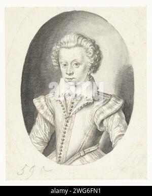 Porträt von Henri de Bourbon, Prinz de Condé, Jacques de Gheyn (II), 1594 - 1599 Zeichnung Design für einen Druck. Papier. Tintenstift / Pinsel historische Personen Stockfoto