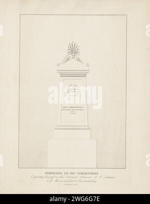 Memorial for Vize-Admiral Zoutman, 1846, Anonym, 1846 Print Memorial gegründet 1846 für Vizeadmiral J.A. Zoutman, gestorben am 7. Mai 1793. Auf dem Denkmal wird die Seeschlacht bei Doggersbank am 5. August 1781 erwähnt. Gedenkstätte im Geertruidskerk oder Grote Kerk in Geertruidenberg im Auftrag der örtlichen Abteilung der Gesellschaft tot van 't General. Niederlande Papier Grabbau, monumentales Grab Geertruidenberg Stockfoto