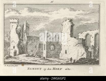 Ansicht eines Teils der Ruine von Egmond Castle, 1680, Abraham Rademaker, 1727–1733 Drucken Ansicht eines Teils der Ruinen von Castle Egmond, auch bekannt als Slot op den Hoef, in Egmond aan den Hoef, in der Lage um 1680. Die Ruine der Burg ist von innen zu sehen. Amsterdamer Papierätzung Ruine einer Wohnung, eines Hauses, einer Burg usw. Castle Castle Egmond Stockfoto