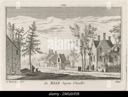 De Bilt, Abraham Rademaker, 1727 - 1733 Print Ansicht des Dorfes de Bilt und der Kapelle der Sint Petronella, in der Situation um 1620. Amsterdamer Papierkirche (außen) - QQ - kleine Kirche, Kapelle Sint Petronella's Kapelle Stockfoto