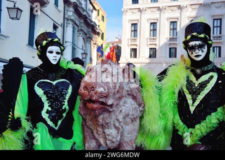 Venedig, Italien, 3. Februar 2024. Karneval in Venedig. Dieses Jahr geht es um den Osten, Marco Polos fantastische Reise. Credits : Ferdinando Piezzi/Alamy Live News Stockfoto