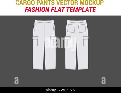 Cargo Hosen Mode Illustration Jogger Hosen Technische flache Mockup Männer Frau Fleece Jogger Casual Wear Cargo Hosen Vektor Technische Skizze Stock Vektor