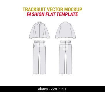 Trainingsanzug Mode flache Vektor Mockup Vorlage Trainingsanzug Technische Zeichnung Illustration Sportswear Mode Kleidung Hose und Jogginghose Stock Vektor