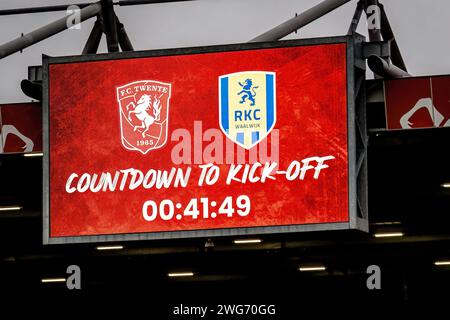 ENSCHEDE, Niederlande. Februar 2024. SPO, Grolsch Veste, niederländische eredivisie, Staffel 2023/2024, während des Spiels Twente - RKC, Credit: Pro Shots/Alamy Live News Stockfoto