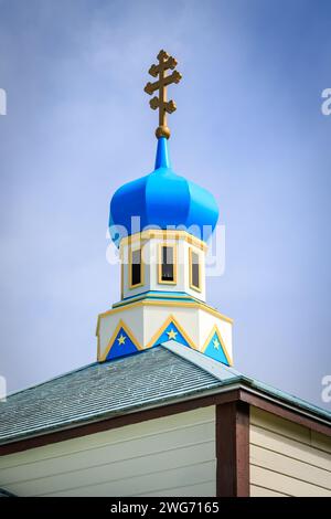 Heilige Himmelfahrt der Jungfrau Maria Orthodoxe Kirche - Kenai, AK Stockfoto
