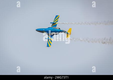 Schwedische Luftwaffe - SAAB SK.60, Luftlande bei der Royal International Air Tattoo 2023. Stockfoto