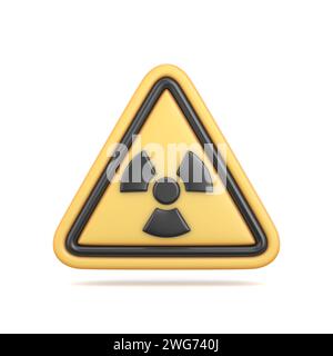 Verkehrszeichen radioaktives Zeichen 3D-Rendering-Illustration isoliert auf weißem Hintergrund Stockfoto