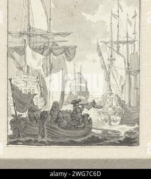 Im Jahr 1688, Anonymous, um 1789 – um 1810, mit dem Abflug von Willem III. Zur Flotte, die ihn nach England bringen wird, am 11. November 1688. Niederlande Papier. Tintenstift / Pinsel Abgang  Reisen Stockfoto