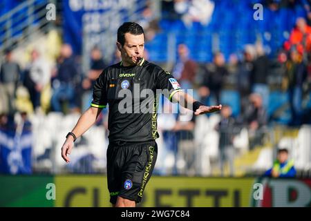 Brescia, Italien. Februar 2024. Ivano Pezzuto (Schiedsrichter) während des Spiels Brescia Calcio vs AS Cittadella, italienischer Fußball Serie B in Brescia, Italien, 03. Februar 2024 Credit: Independent Photo Agency/Alamy Live News Stockfoto