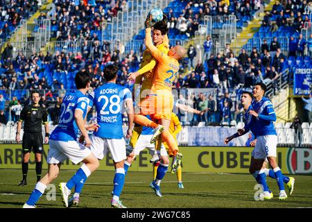 Brescia, Italien. Februar 2024. Lorenzo Andrenacci (Brescia Calcio) während Brescia Calcio vs AS Cittadella, italienisches Fußball-Spiel der Serie B in Brescia, Italien, 03. Februar 2024 Credit: Independent Photo Agency/Alamy Live News Stockfoto