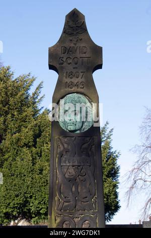 Grave of David Scott, ein schottischer historischer Maler auf dem Dean Cemetery, einem viktorianischen Friedhof in der Nähe von Dean Village, Edinburgh, Schottland, Großbritannien Stockfoto