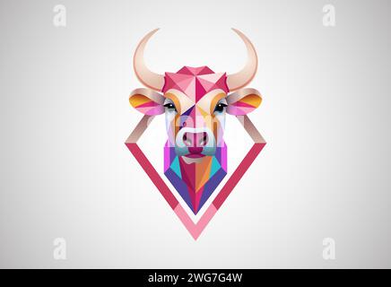 Geometrische Stierkopf-Logo-Design-Vektor-Illustration Stock Vektor