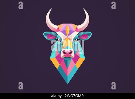 Geometrische Stierkopf-Logo-Design-Vektor-Illustration Stock Vektor