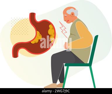 Person mit Magen - Magen - Krebs - Stock Illustration als EPS 10 Datei Stock Vektor