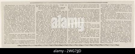 Beschreibung des Kanonenbootes von JAN VAN SPEIEK, 1831, 1831 Textblatt Text in vier Spalten mit Beschreibung des Kanonenbootes von Jan van Speijk auf der Schelde nach Antwerpen am 5. Februar 1831. Niederlande Papier Buchdruck Navy (+ Segelschiffe). Schießpulver-Katastrophe. Selbstaufopferung, Tod im Dienste eines höheren Zwecks Antwerpen. Waagen Stockfoto