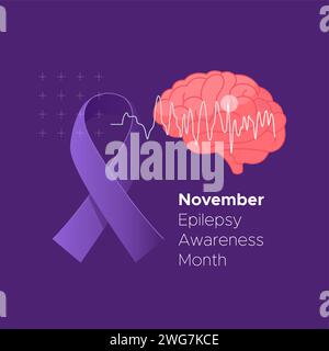 Epilepsie - Ein neurologischer Zustand - Awareness Month - Stock Illustration als EPS 10 File Stock Vektor