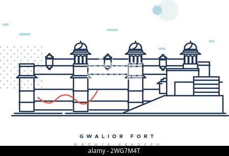 Gwalior Fort - Ein Hügelfort - Stock Illustration als EPS 10 Datei Stock Vektor