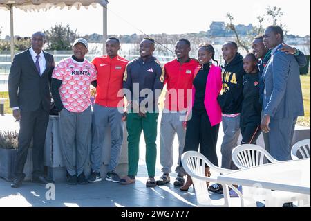 Miramas, Frankreich. Februar 2024. Team Kenia während des Treffens Miramas Metropole 2024, World Athletics Indoor Tour Silver am 2. Februar 2024 im Miramas Métropole Stadion in Miramas, Frankreich - Foto Florian Frison/DPPI Credit: DPPI Media/Alamy Live News Stockfoto