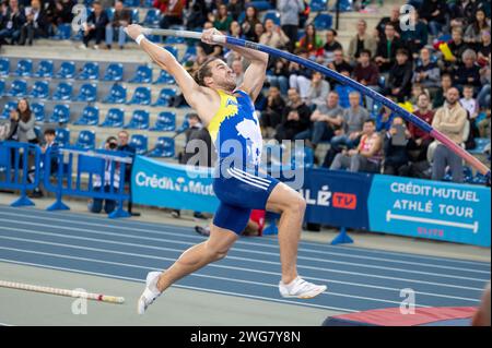Miramas, Frankreich. Februar 2024. Romain EMIG während des Treffens Miramas Metropole 2024, World Athletics Indoor Tour Silver am 2. Februar 2024 im Miramas Métropole Stadion in Miramas, Frankreich - Foto Florian Frison/DPPI Credit: DPPI Media/Alamy Live News Stockfoto
