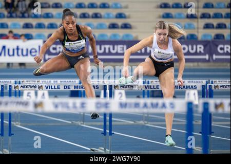 Miramas, Frankreich. Februar 2024. Meghane Enkel während des Meetings Miramas Metropole 2024, World Athletics Indoor Tour Silver am 2. Februar 2024 im Miramas Métropole Stadion in Miramas, Frankreich - Foto Florian Frison/DPPI Credit: DPPI Media/Alamy Live News Stockfoto