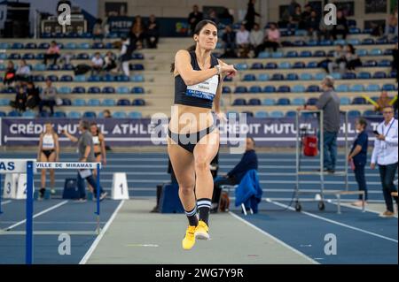 Miramas, Frankreich. Februar 2024. Tatiana Gousin während des Treffens Miramas Metropole 2024, World Athletics Indoor Tour Silver am 2. Februar 2024 im Miramas Métropole Stadion in Miramas, Frankreich - Foto Florian Frison/DPPI Credit: DPPI Media/Alamy Live News Stockfoto