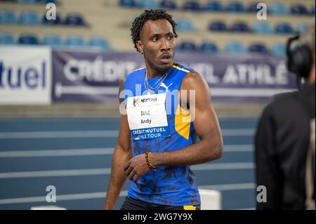Miramas, Frankreich. Februar 2024. Andy DIAZ während des Treffens Miramas Metropole 2024, World Athletics Indoor Tour Silver am 2. Februar 2024 im Miramas Métropole Stadion in Miramas, Frankreich - Foto Florian Frison/DPPI Credit: DPPI Media/Alamy Live News Stockfoto