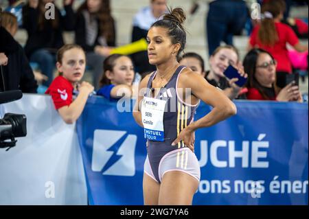 Miramas, Frankreich. Februar 2024. Camille SERI während des Treffens Miramas Metropole 2024, World Athletics Indoor Tour Silver am 2. Februar 2024 im Miramas Métropole Stadion in Miramas, Frankreich - Foto Florian Frison/DPPI Credit: DPPI Media/Alamy Live News Stockfoto