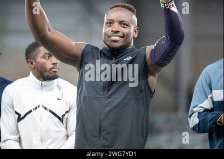 Miramas, Frankreich. Februar 2024. Ferdinand OMANYALA während des Treffens Miramas Metropole 2024, World Athletics Indoor Tour Silver am 2. Februar 2024 im Miramas Métropole Stadion in Miramas, Frankreich - Foto Florian Frison/DPPI Credit: DPPI Media/Alamy Live News Stockfoto