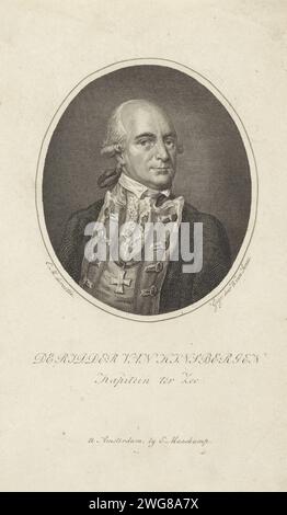 Porträt von JHR. Jan Hendrik van Kinsbergen, Willem van Senus, 1822–1826 gedrucktes Porträt des Admirals Jan Hendrik van Kinsbergen, Graf von Doggersbank. Amsterdamer Papierätzung/Gravur Stockfoto