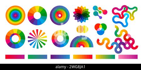 Sammlung von farbigen Symbolen, Symbolen, Elementen. Konzeptgrafik Stock Vektor
