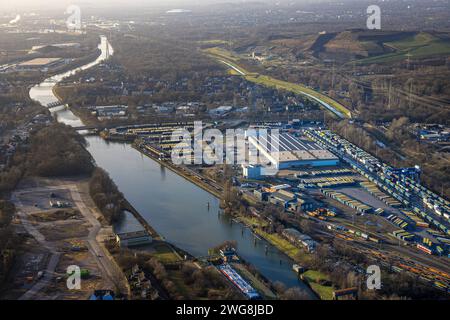 Luftbild, am Westhafen, CTH Container Terminal am Rhein-Herne-Kanal, Unser Fritz, Herne, Ruhrgebiet, Nordrhein-Westfalen, Deutschland ACHTUNGxMINDESTHONORARx60xEURO *** Aerial View, am Westhafen, CTH Container Terminal am Rhein Herne Kanal, Unser Fritz, Herne, Ruhrgebiet, Nordrhein-Westfalen, Deutschland ACHTUNGxMINDESTHONORARx60xEURO Stockfoto