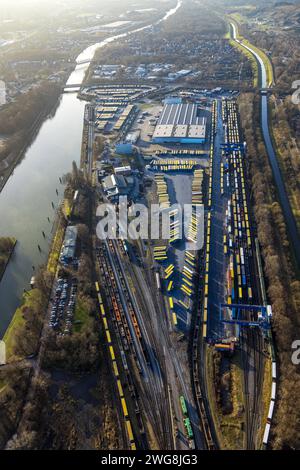 Luftbild, am Westhafen, CTH Container Terminal am Rhein-Herne-Kanal, Unser Fritz, Herne, Ruhrgebiet, Nordrhein-Westfalen, Deutschland ACHTUNGxMINDESTHONORARx60xEURO *** Aerial View, am Westhafen, CTH Container Terminal am Rhein Herne Kanal, Unser Fritz, Herne, Ruhrgebiet, Nordrhein-Westfalen, Deutschland ACHTUNGxMINDESTHONORARx60xEURO Stockfoto