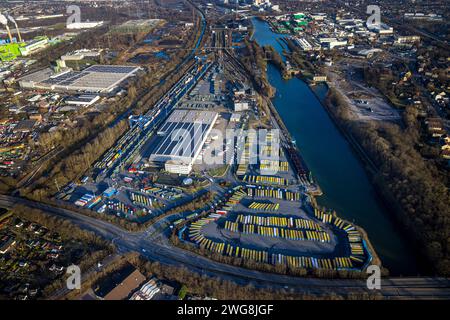 Luftbild, am Westhafen, CTH Container Terminal am Rhein-Herne-Kanal, Unser Fritz, Herne, Ruhrgebiet, Nordrhein-Westfalen, Deutschland ACHTUNGxMINDESTHONORARx60xEURO *** Aerial View, am Westhafen, CTH Container Terminal am Rhein Herne Kanal, Unser Fritz, Herne, Ruhrgebiet, Nordrhein-Westfalen, Deutschland ACHTUNGxMINDESTHONORARx60xEURO Stockfoto