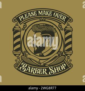Barber Shop Retro Vintage Maskottchen Logo Design Stock Vektor
