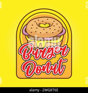 Maskottchendesign Mit New York Donut Burger Logo Stock Vektor