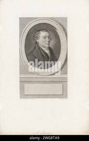 Porträt von Adriaan Pietersz. Loosjes, Reinier Vinker (I), nach Wybrand Hendriks, 1796 Druck Portrait des Dichters, Schriftstellers und Buchhändlers Adriaan Pietersz. Loosjes. Amsterdamer Papierätzung/Gravur Stockfoto