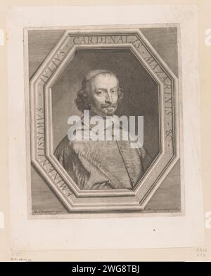 Portret van Kardinaal Jules Mazarin, Jean Morin, nach Philippe de Champaigne, 1641 - 1665 Druck Frankreich Papier graviert historische Personen. kardinal Stockfoto