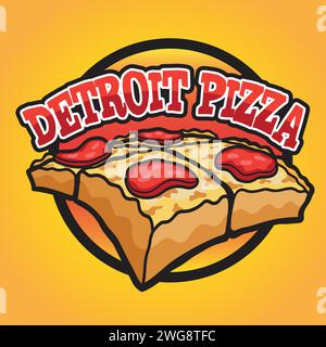 Detroit Pizza Square Pan Logo Vektor Design Stock Vektor