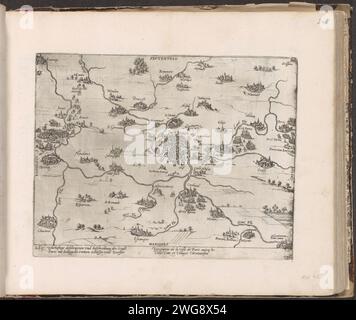 Karte von Paris und Umgebung, 1590, 1590 - 1612 Drucken Karte von Paris und Umgebung mit dem Standort der Truppen von Hendrik IV. Und des Herzogs von Parma, 1590. Mit 2 Zeilen auf Deutsch und 2 Zeilen auf Französisch. Unten links nummeriert: 265. Der Ausdruck ist Teil eines Albums. Kölner Papierätzkarten von verschiedenen Ländern oder Regionen Paris Stockfoto