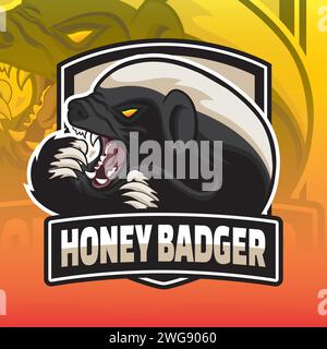 Honey Badger Roaring Vector Design.Angry Honey Badger. Maskottchen Mit Honigdachs-Logo Stock Vektor