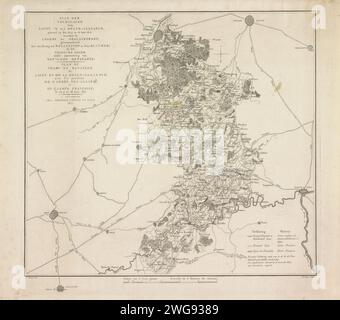 Plan van de Slag bei Waterloo, 1815, Johannes Fredericus lange, nach Cornelis Zirkeln, 1815 drucken Karte der Region zwischen Brüssel und Charleroi, wo zwischen dem 16-18. Juni 1815 Schlachten mit Ligny, Wavre, Quatre-Bras und Waterloo zwischen den Armeen der Alliierten und der französischen Armee unter Napoleon ausgetragen wurden. Mit Titeln und Legenden auf Niederländisch und Französisch. Die verschiedenen Armeen mit Farben. Druckerei: Netherlandspublisher: Amsterdam Papier ätzt Karten von verschiedenen Ländern oder Regionen. Battle Arrays Belgien Stockfoto