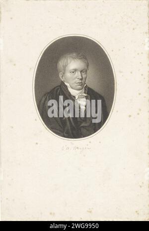 Porträt von Elias Annes Borger, Philippus Velijn, nach Ezechiel Davidson, 1797–1836 Druck Porträt des niederländischen Dichters und Professors Elias Annes Borger. Niederlande Papierätzung/Gravur Stockfoto