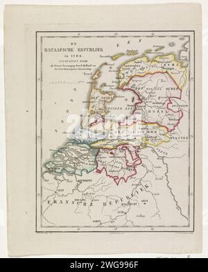 Karte der Batavischen Republik, 1798, Daniël Mreedwaard (I), nach Pieter Harmen Witkamp, 1850–1868 drucken Karte der Batavischen Republik, wie sie 1798 in 8 Departements aufgeteilt wurde. Druckerei: Netherlandsprint Hersteller: Netherlandspublisher: Amsterdam Papier Ätzen / Gravieren Karten von verschiedenen Ländern oder Regionen Niederlande Stockfoto