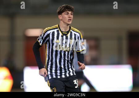 Alessandria, Italien. Februar 2024. Lorenzo Anghele von Juventus während des Spiels der Serie C im Stadio Giuseppe Moccagatta gegen Alessandria, Turin. Der Bildnachweis sollte lauten: Jonathan Moscrop/Sportimage Credit: Sportimage Ltd/Alamy Live News Stockfoto