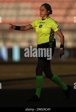 Alessandria, Italien. Februar 2024. Die Schiedsrichterin Maria Marotta reagierte beim Spiel der Serie C im Stadio Giuseppe Moccagatta gegen Alessandria, Turin. Der Bildnachweis sollte lauten: Jonathan Moscrop/Sportimage Credit: Sportimage Ltd/Alamy Live News Stockfoto